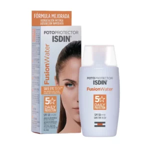 El Fotoprotector Isdin Fusion Water es ultraligero de fase acusosa SPF 50, toque seco y óptimo para pieles mixtas a grasas. Envío Gratis a Colombia