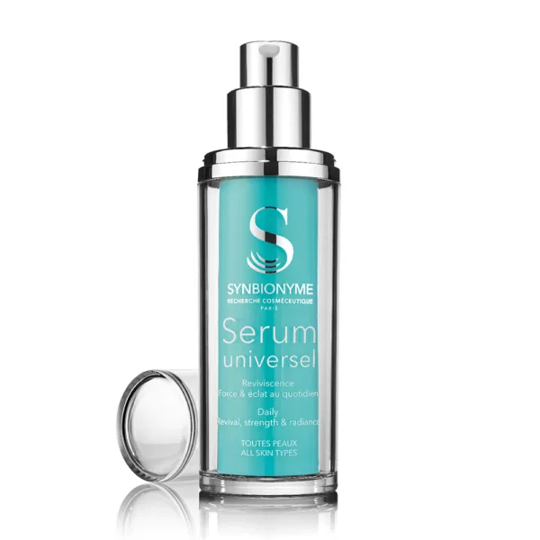 Synbionyme Serum Suero universal con el primer enfoque científico de probióticos y prebióticos tópicos para proteger la salud de la piel.