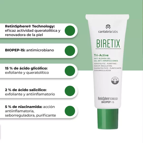 Biretix Tri-Active Gel 50 ml – Gel Facial con RetinSphere® Technology