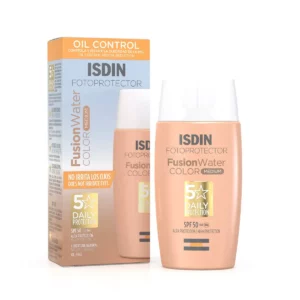 Protector Solar Isdin Fusion Water Color, ultraligero fase acusosa SPF 50, toque seco y óptimo para pieles mixtas a grasas. Envío Gratis a Colombia