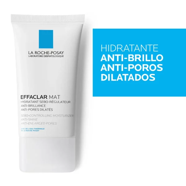 Effaclar Mat es un hidratante que controla la oleosidad, combate el brillo y reduce el tamaño de los poros de la piel grasa con tendencia al acné. La Roche Posay Effaclar Mat 40 ml.