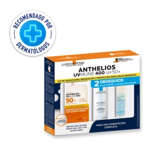 Kit Anthelios UVMune 400 SPF 50+ Obsequio Agua Termal 50 ml y Hyalu B5 Serum 10 ml.