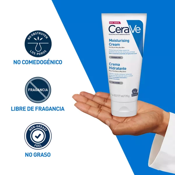 Crema Hidratante CeraVe 170g – Hidratación 24h para piel seca y sensible.