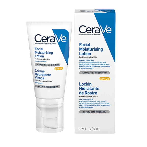 Una loción hidratante de rostro ligera con fotoprotección de amplio espectro SPF25, para una hidratación diaria de pieles normales a secas.