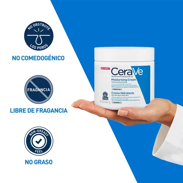 Crema Hidratante CeraVe 454g – Hidratación intensa para piel seca y sensible