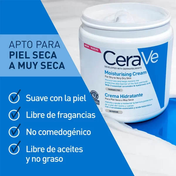 Crema Hidratante CeraVe 454g – Hidratación intensa para piel seca y sensible