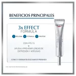 Contorno de ojos Eucerin Hyaluron-Filler 3x Effect SPF15 con beneficios para rellenar arrugas, estimular la producción de ácido hialurónico y proteger contra el envejecimiento solar