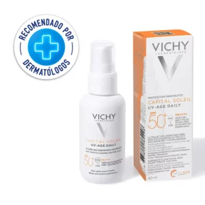 Protección Solar intensa con color para uso diario, proporciona protección muy alta frente a los rayos UVA, UVB SPF 50+ y la luz visible para prevenir la aparición de arrugas y manchas.