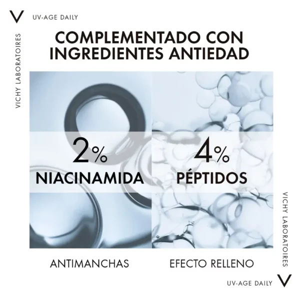 Protección Solar intensa con color para uso diario, proporciona protección muy alta frente a los rayos UVA, UVB SPF 50+ y la luz visible para prevenir la aparición de arrugas y manchas.