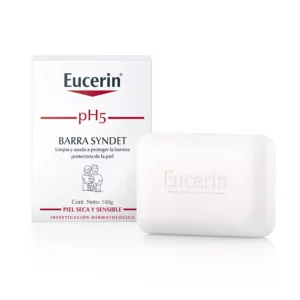 Eucerin pH5 Syndet Barra es un producto de limpieza suave en barra, diseñado para la piel sensible.