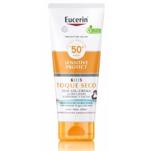 Eucerin Kids Toque Seco FPS 50+ Sun Gel-Crema corporal y facial para niños, con textura ultraligera y protección solar alta