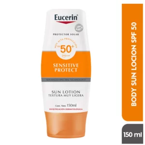 Eucerin Loción Textura Muy Ligera FPS 50 es una loción muy ligera que se absorbe inmediatamente por la piel para proporcionar un alto nivel de protección solar.