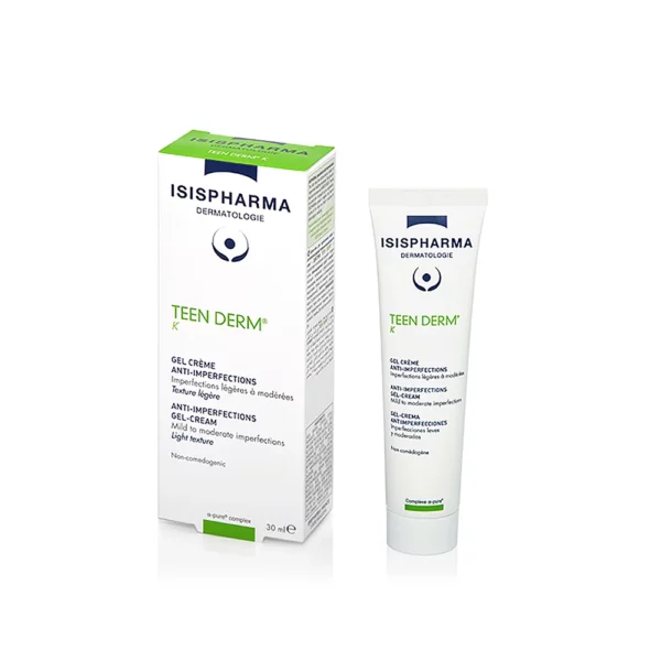 Teen Derm K es un gel-crema que elimina las imperfecciones y puntos negros. Este gel-crema elimina la piel brillosa y ofrece una piel suave, limpia, fresca y calmada.