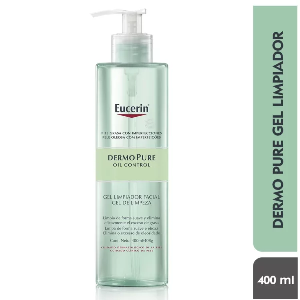 Eucerin DermoPure Gel Limpiador es un gel para uso diario, con anfóteros suaves para realizar una limpieza no agresiva pero efectiva.
