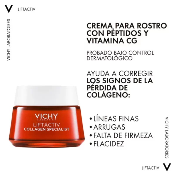 Vichy Liftactiv Collagen Specialist es la crema que llega para actuar sobre el 100%  de los signos de la edad. Crema que corrige signos visibles de la pérdida de colágeno, reduciendo arrugas.