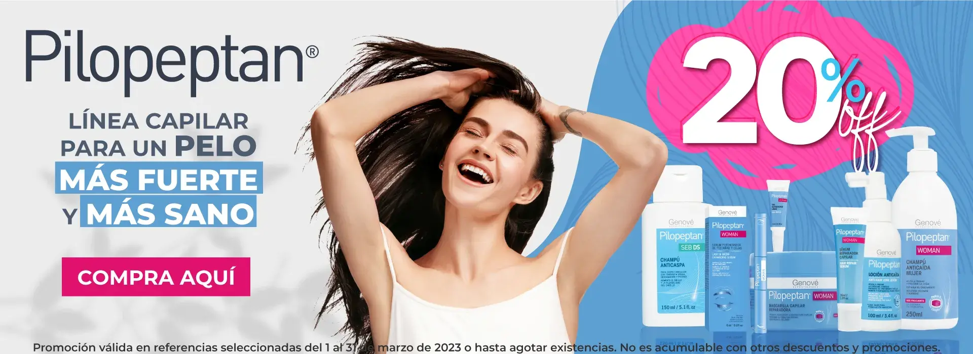 En Beautycalia 20% de descuento en linea capilar de la marca Pilopeptan