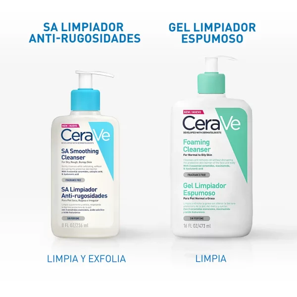 Gel Limpiador Anti-rugosidades CeraVe 237ml – Exfoliación suave con ácido salicílico.