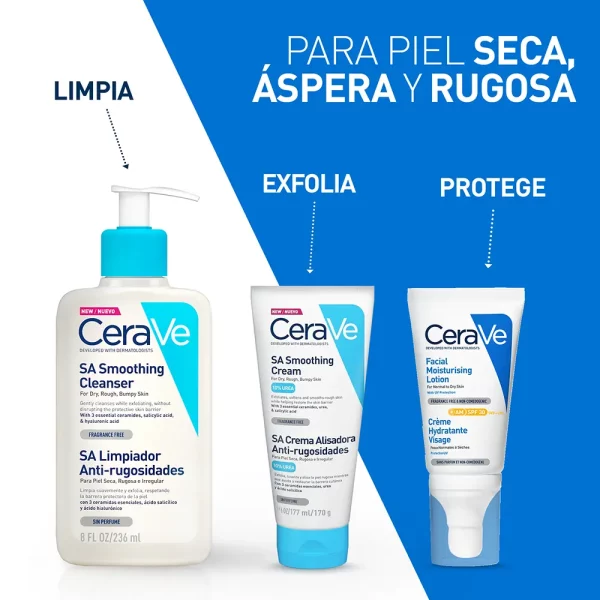 Gel Limpiador Anti-rugosidades CeraVe 237ml – Exfoliación suave con ácido salicílico.