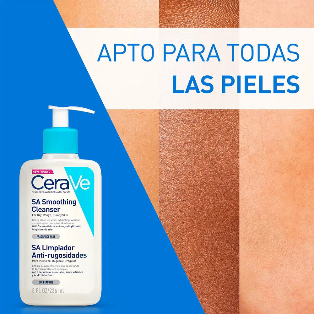 Gel Limpiador Anti-rugosidades CeraVe 237ml – Exfoliación suave con ácido salicílico.