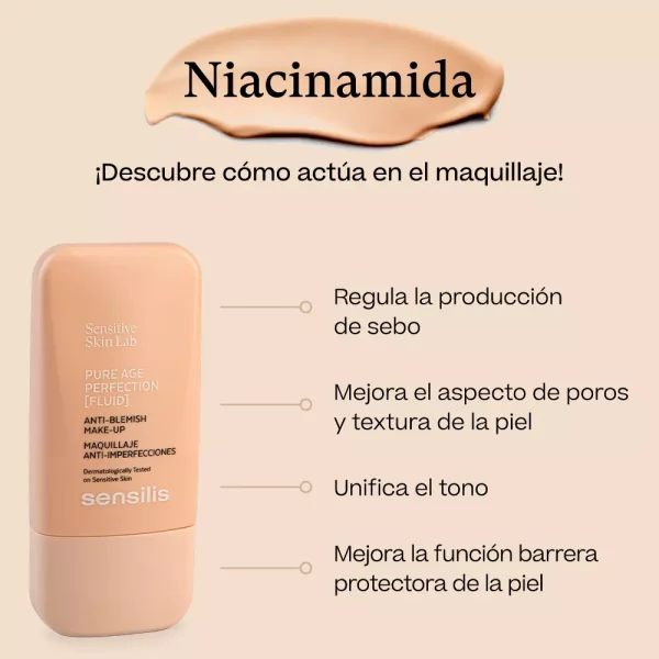Sensilis Pure Age Perfection – Maquillaje Anti-imperfecciones Tono Peche Doré