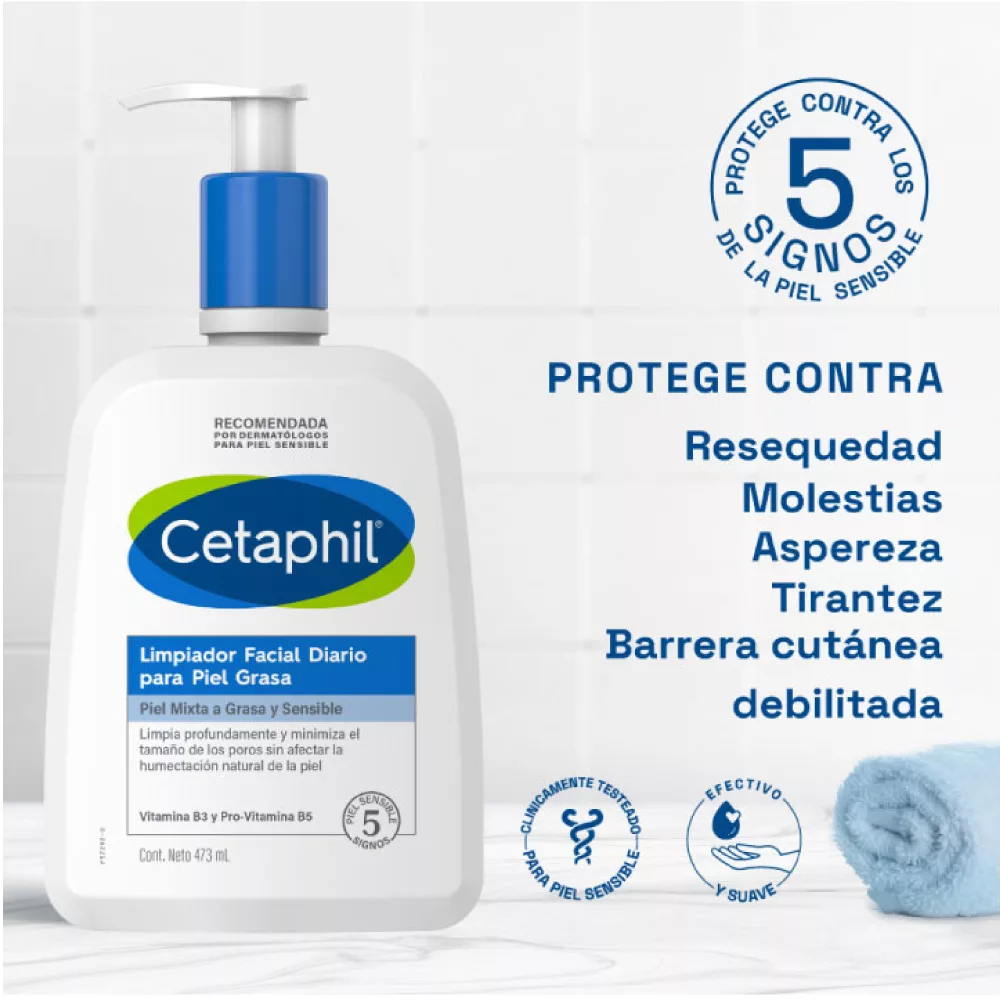 Cetaphil Limpiador Piel Grasa 473 ml | Limpieza profunda sin resecar