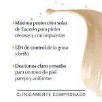 Protector Solar Eucerin Oil Control FPS50+ toque seco Tono Claro de 50 ml - Imagen 3