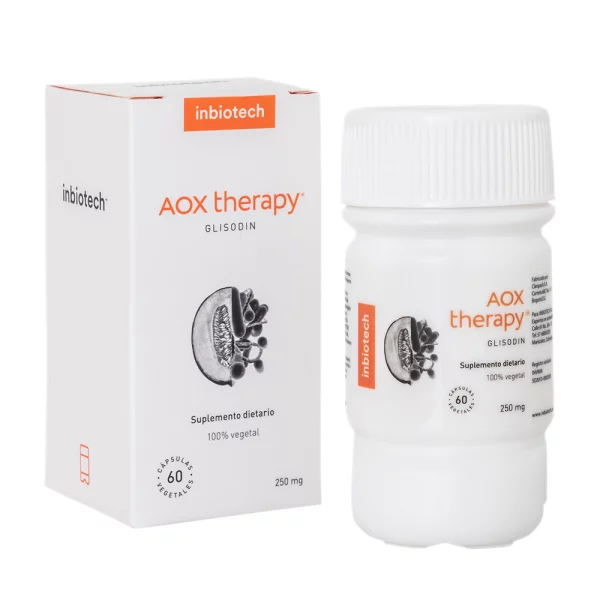 AOX Therapy de Inbiotech suplemento dietario 100% vegetal con Glisodin, presentación de 60 cápsulas