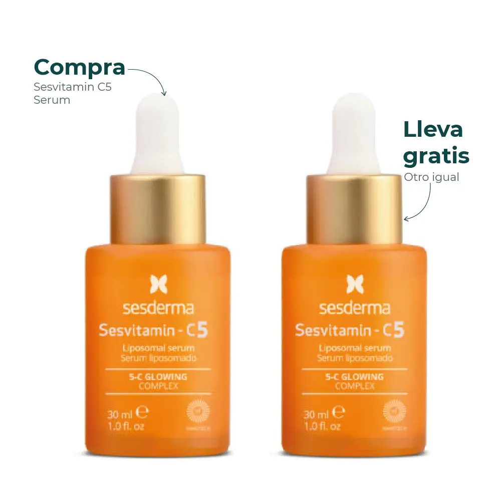 Kit Sesderma Sesvitamin C5: dos frascos de sérum liposomal con vitamina C para iluminar, reafirmar y unificar el tono de la piel