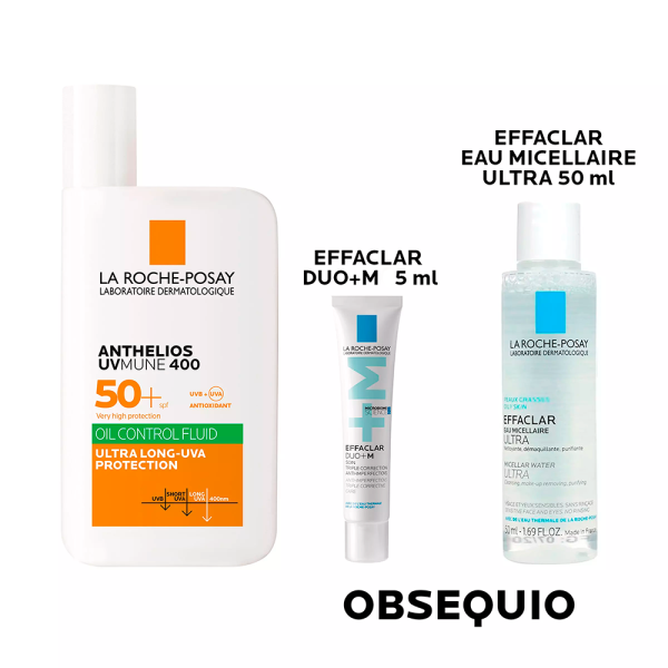 Kit Anthelios UvMune 400 Oil Control Fluido GRATIS Effaclar Duo 5ml y Effaclar Eau Micellaire ultra - Imagen 1