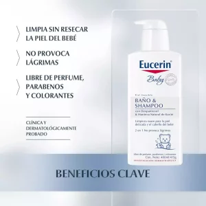 Eucerin Baby Shampoo sin lágrimas, con dexpantenol y manteca de karité.