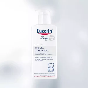 Eucerin Baby Crema Corporal 400 ml, hidratación profunda sin perfume.