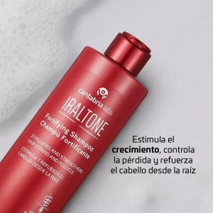 Cabello revitalizado con Iraltone Champú Fortificante 400 mL.