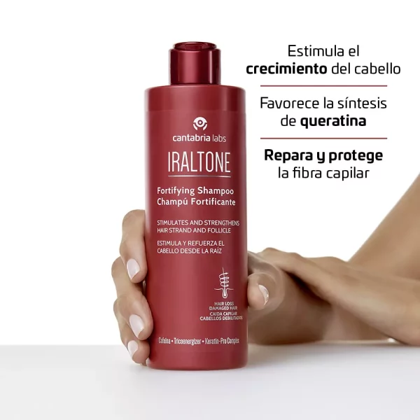 Detalle de fórmula antioxidante del Iraltone Champú para cabello fuerte.