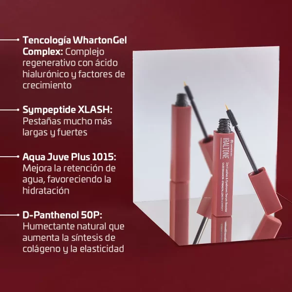 Producto Iraltone Sérum 2en1 para pestañas y cejas más densas y resistentes.