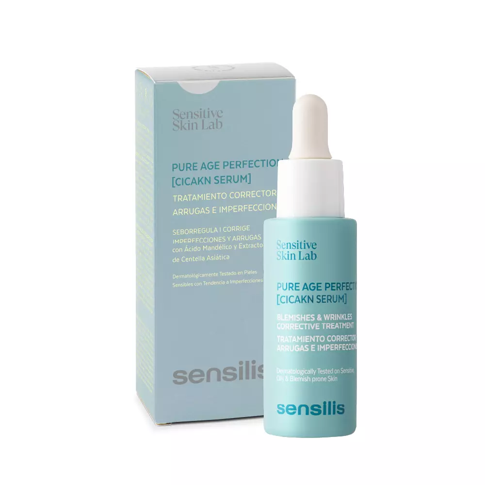 Sensilis Pure Age Perfection Cicacne Serum 30ml, tratamiento para piel con imperfecciones.