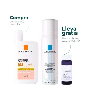Kit Anthelios UvMune 400 Fluido con color GRATIS Mela B3 + Thermal spring water