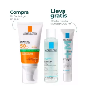 Kit Anthelios UvMune 400 toque seco sin color GRATIS Effaclar micelar + Effaclar Duo M