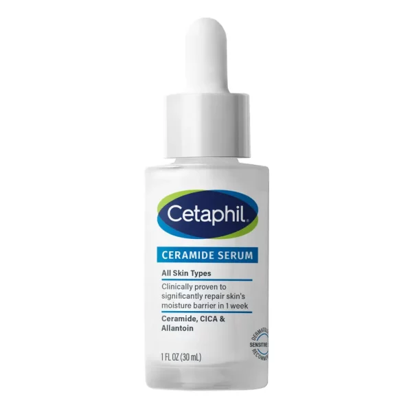 Sérum Facial Cetaphil con Ceramidas 30 ml, frasco blanco con aplicador de gotero, hidratante y calmante, para todo tipo de piel