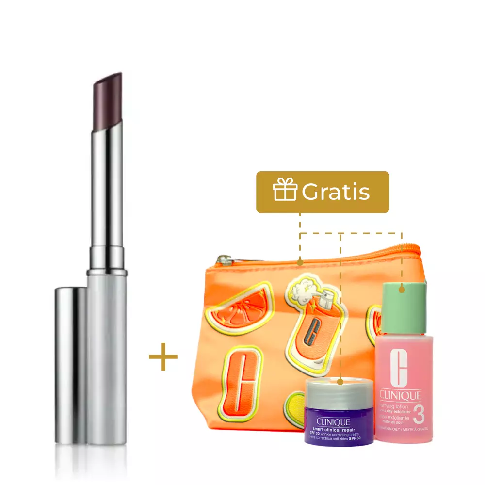Kit Labial Clinique Black Honey con Crema Smart Clinical, Exfoliante Clarifying Lotion 3 y Cosmetiquera naranja de regalo, disponible en Beautycalia.
