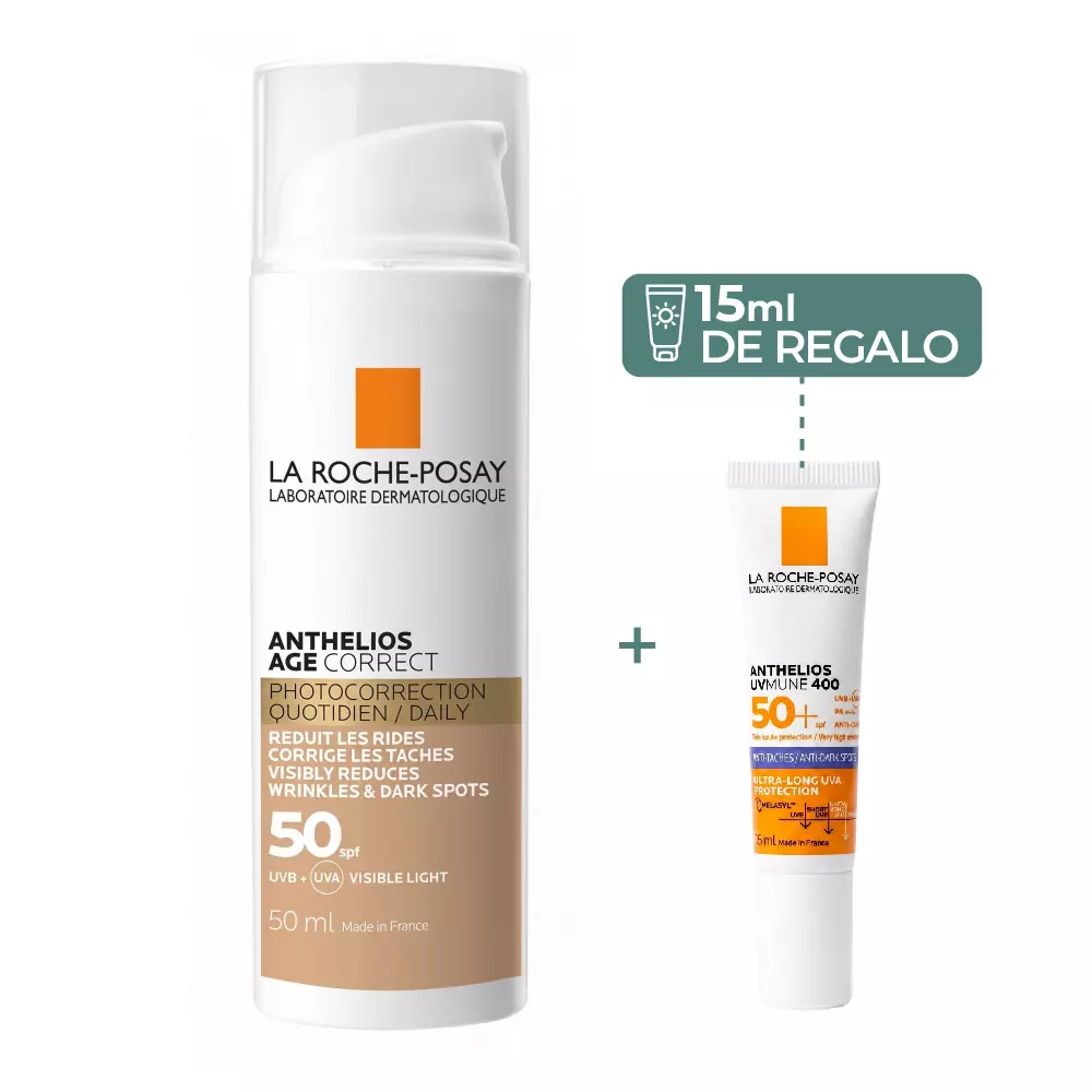 AntheliosProteccionSolr (2) Protector Solar La Roche Posay Anthelios Age Correct Spf 50 con Color de 50ml - Imagen 1