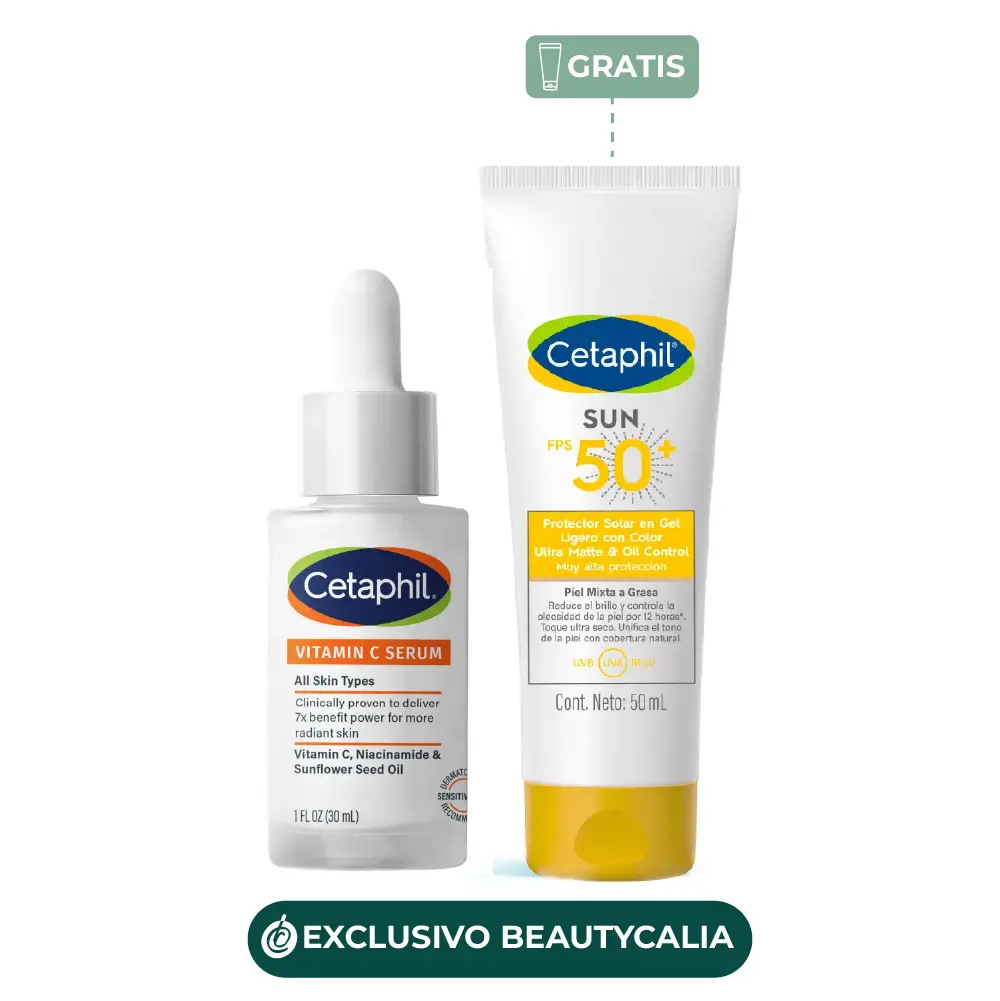 KitCetaphilVitaminacConSolar (1) Cetaphil Rutina Luminosidad: Vitamin C Serum 30ml + Protector Solar Sun Gel Ligero con Color 50ml - Imagen 1