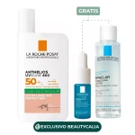 La Roche-Posay Rutina Piel Grasa Control Brillo: Anthelios UVMune 400 Oil Control Fluido 50ml con Color + Regalo Hyalu B5 Serum 10ml y Agua micelar 50ml